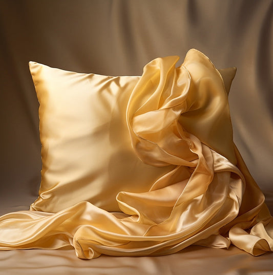 Šilkinis pagalvės užvalkalas auksinės spalvos