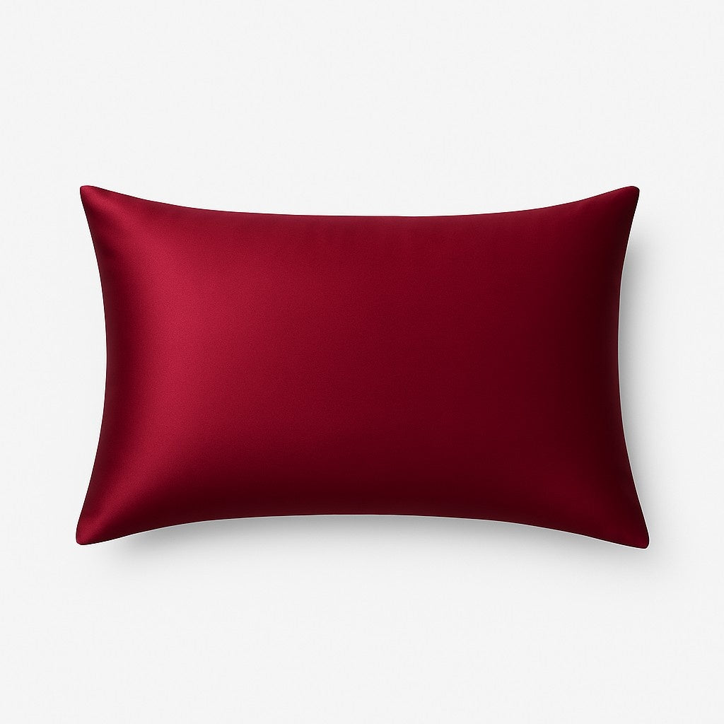 Burgundiškas 100 % Mulberry šilko pagalvės užvalkalas – lygus, blizgus paviršius