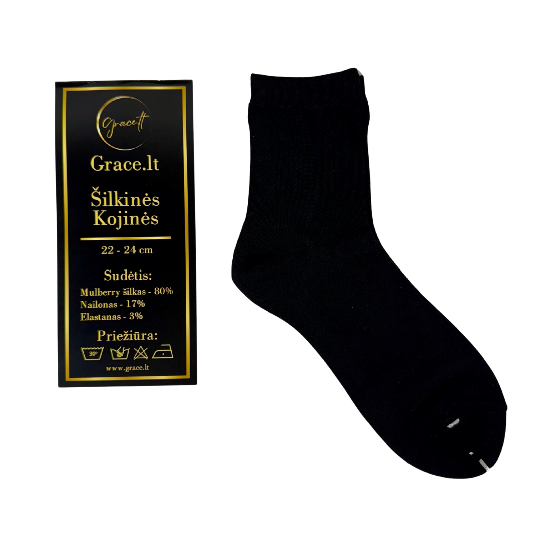 Šilkinės kojinės juodos spalvos